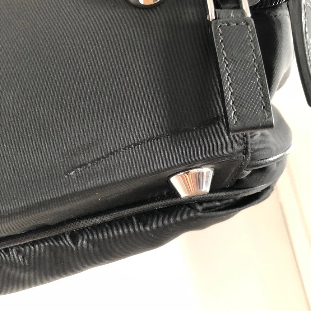 Prada Black re-Nylon saffiano leather Travel Tote Bag